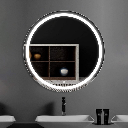 Round lighted mirror