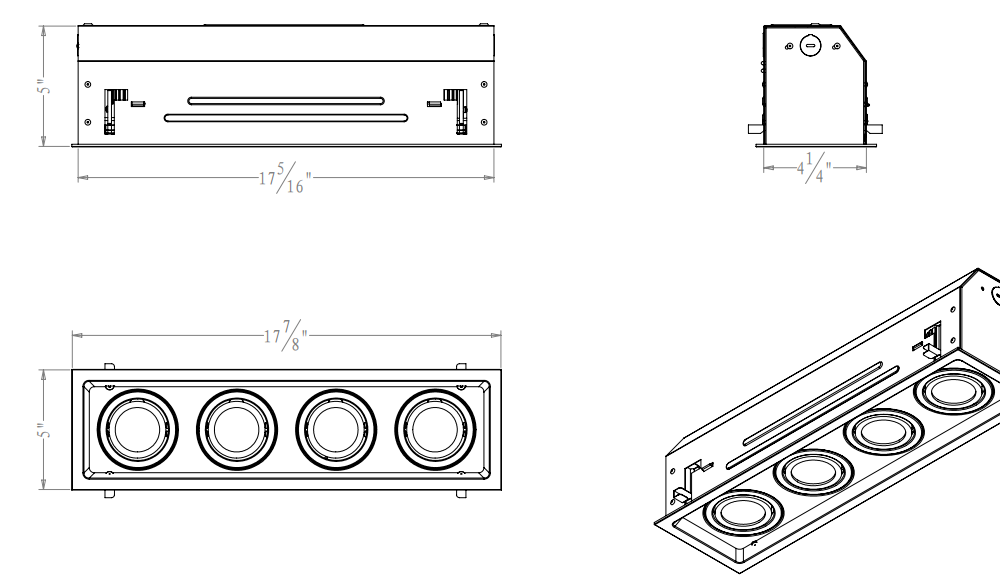 Residential 4-Lamp New Construction or Remodel Mini Multiple GU10 LED Downlight - Image 4