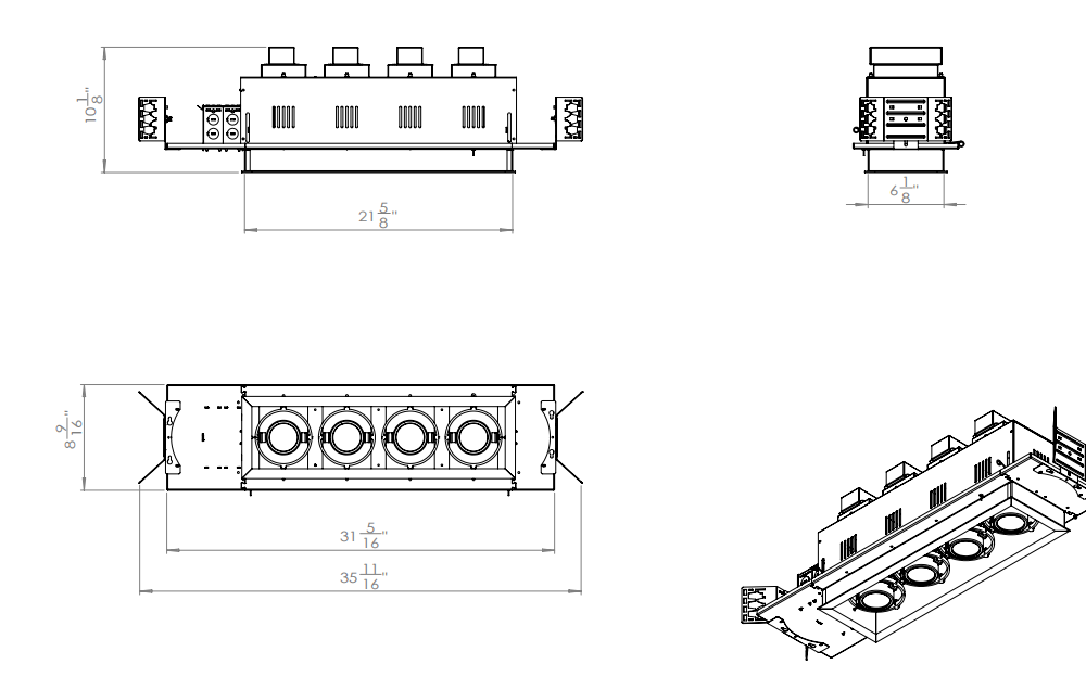 Commercial LED Recessed Multiple Downlight 4 lights - Image 3