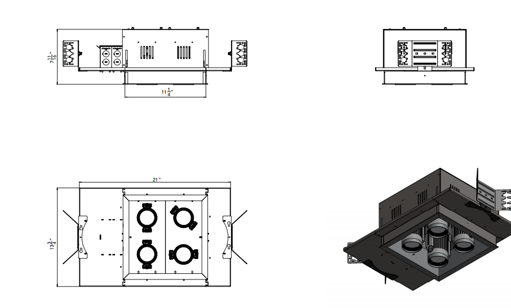 4-Lamp Square Retractable Multiple Recessed Downlight - Image 3