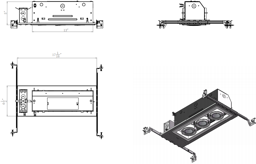 3-Lamp New Construction Mini Multiple COB LED Downlights - Image 7