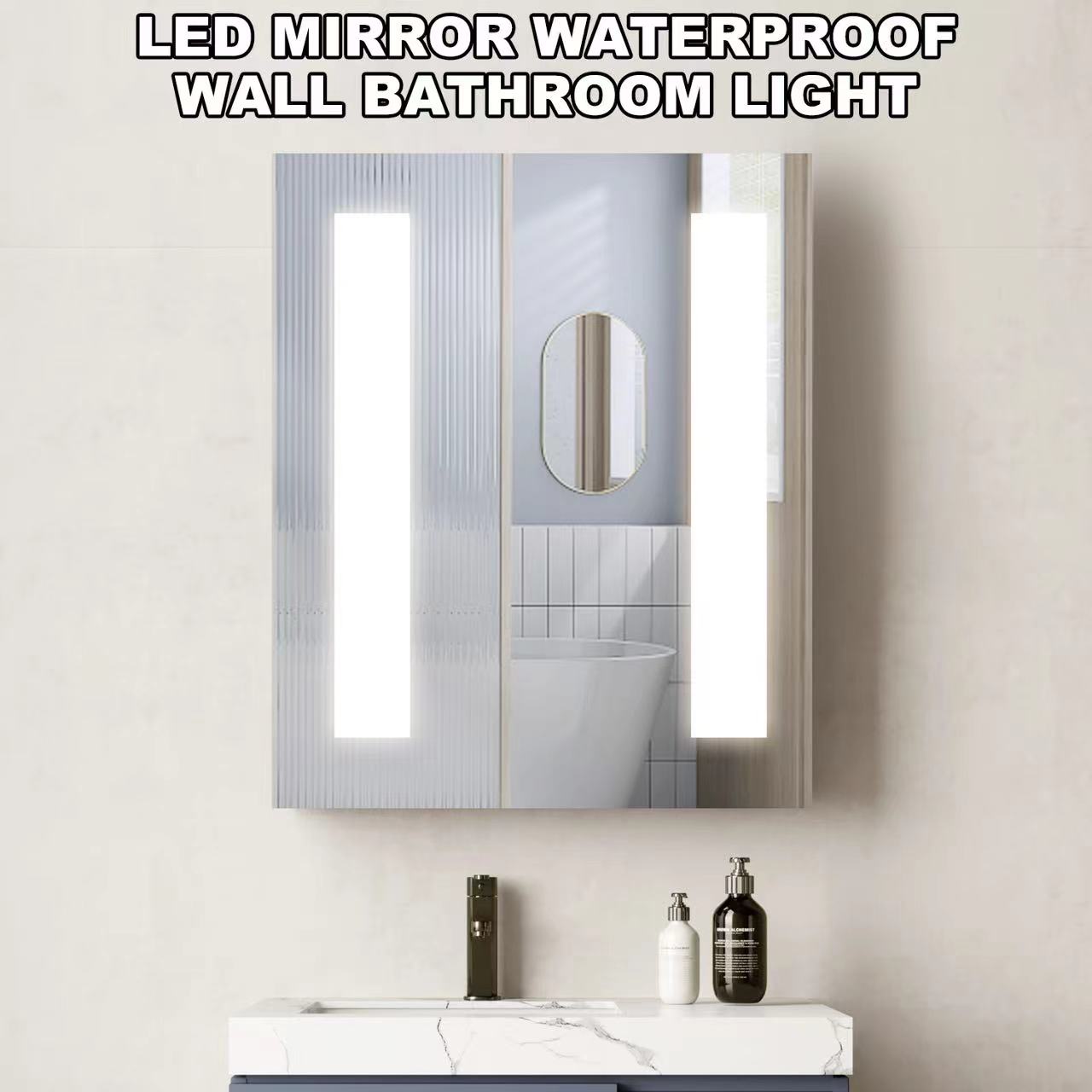A perfect pairing: mirror lights and bathroom vanities.