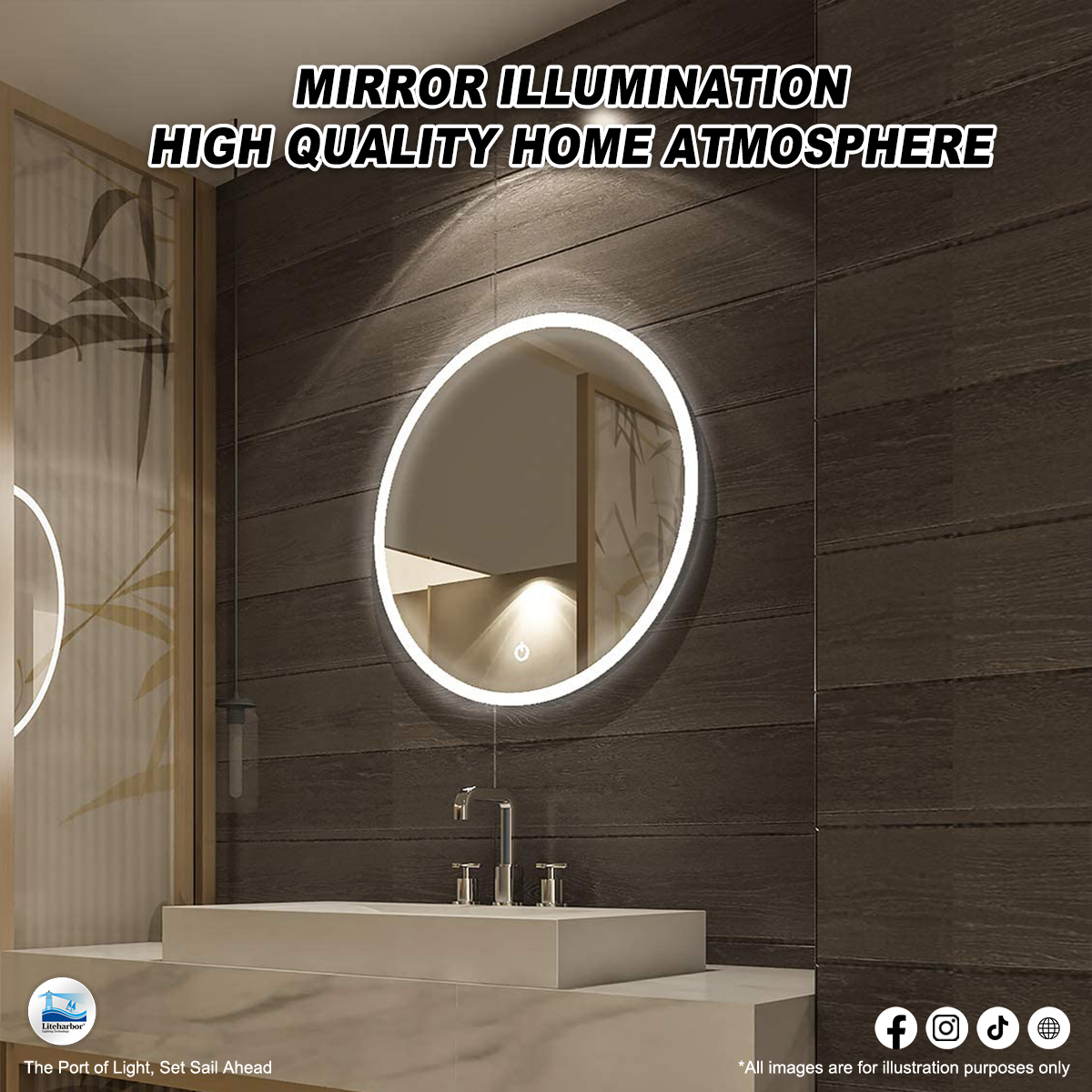 The minimalist design of the mirror lights makes the biggest impact